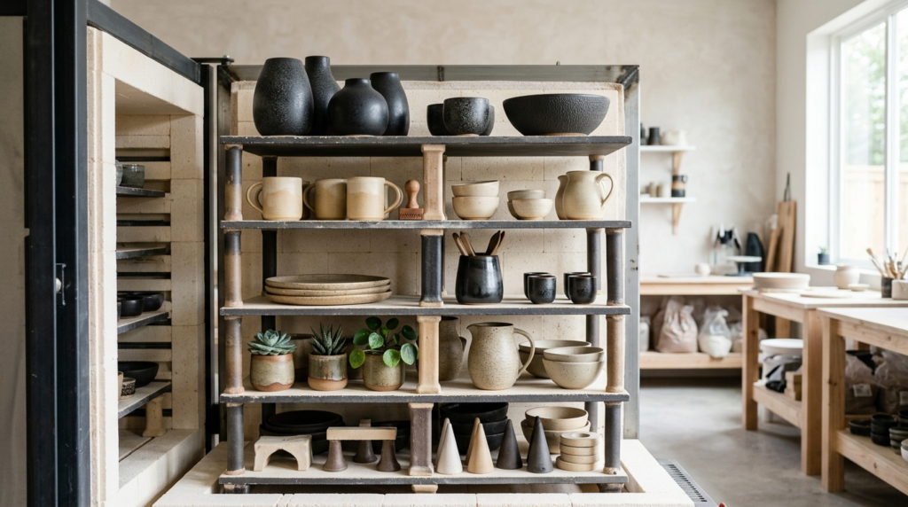 Modern minimalist aesthetic photograph of an organized kiln