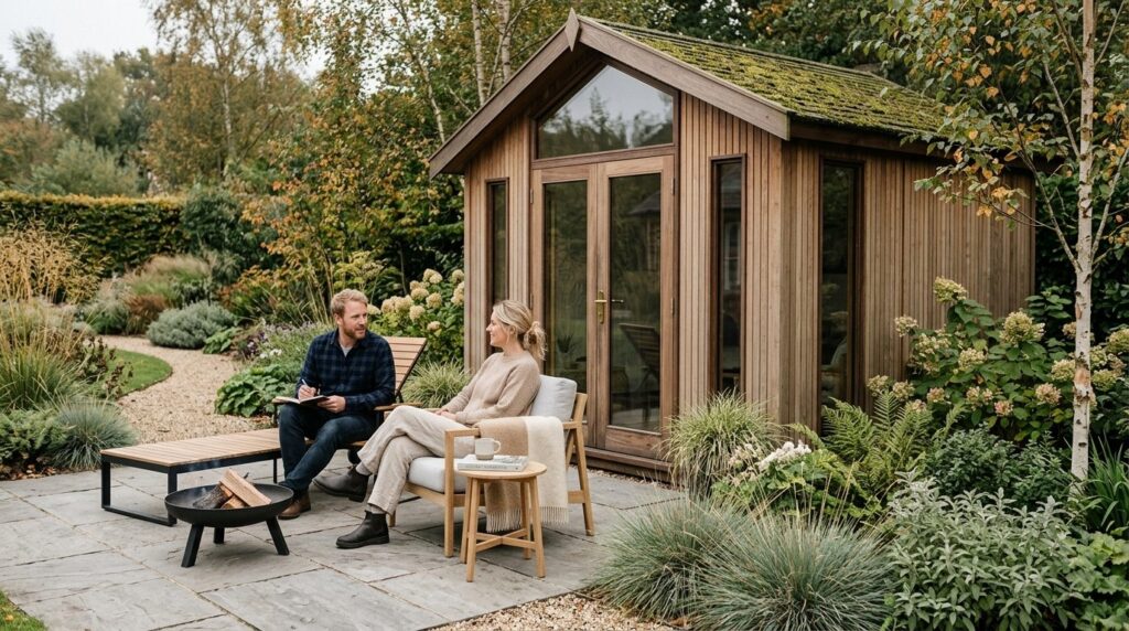 Atmospheric outdoor lifestyle photograph of a designer garde
